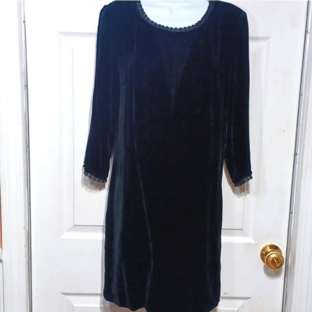 j.jill Black velvet Silk & Rayon shift dress XL Petite